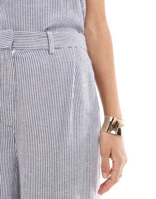 ASOS DESIGN linen look wide leg trouser co-ord in stripe - Image 3