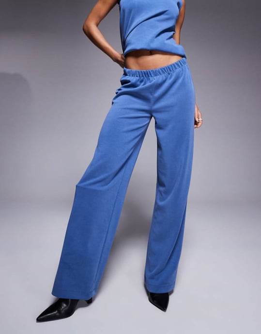 ASOS DESIGN koord vidbenad cuprobyxa i indigo blå - Image 2