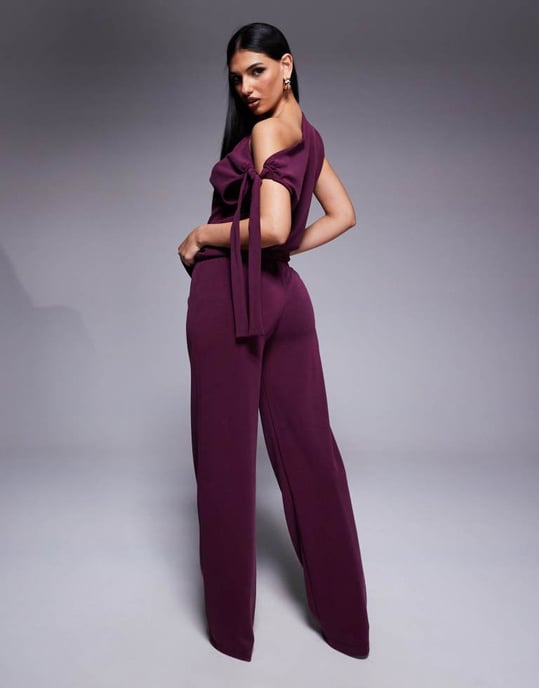 ASOS DESIGN co-ord vida ben cuprobyxa i druva - Image 3
