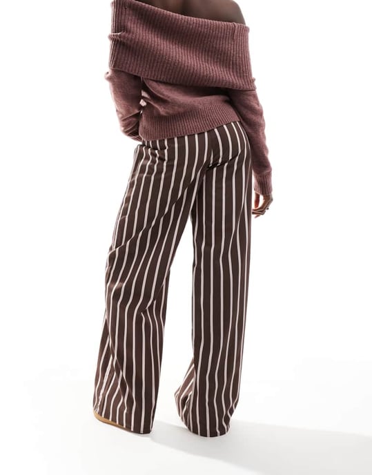 ASOS DESIGN poplin vida ben pappabyxor i chokladrand - Image 2