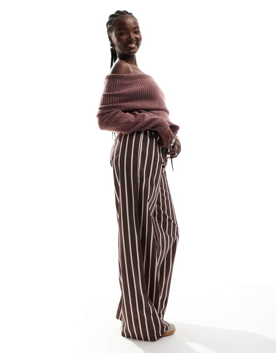 ASOS DESIGN poplin vida ben pappabyxor i chokladrand - Image 3