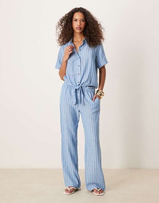 JDY wide leg trousers co-ord in light blue - Image 1