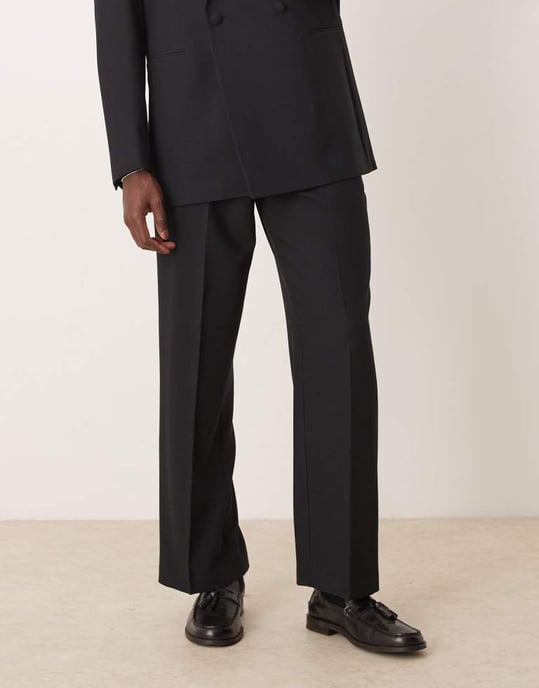 ASOS DESIGN vida byxor i smokingstil i svart textur - Image 2