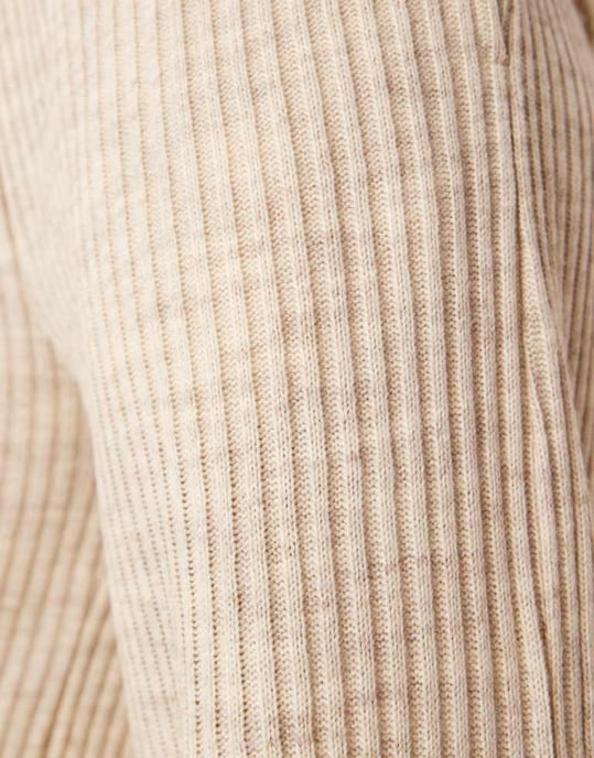 ASOS DESIGN brushed rib co-ord wide leg jogger in cream - Image 3