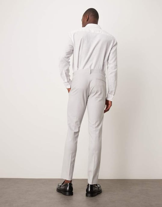 ASOS DESIGN linneblandning smal kostymbyxor i grått - Image 4
