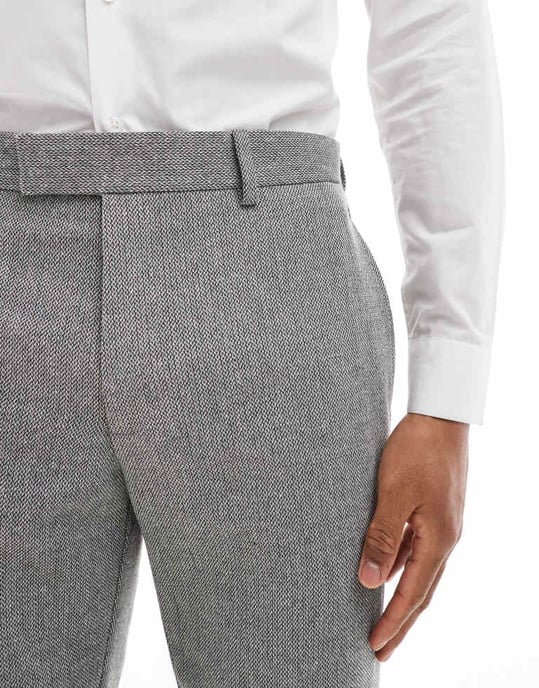 ASOS DESIGN slim suit trousers with wool in grey barleyweave - Image 3