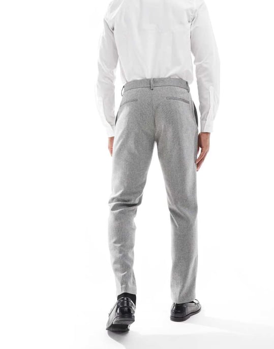 ASOS DESIGN slim suit trousers with wool in grey barleyweave - Image 4