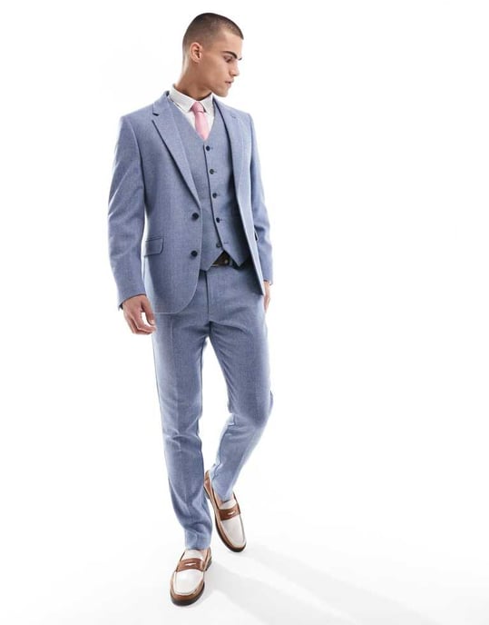 ASOS DESIGN skinny suit trousers with wool in blue - Image 3