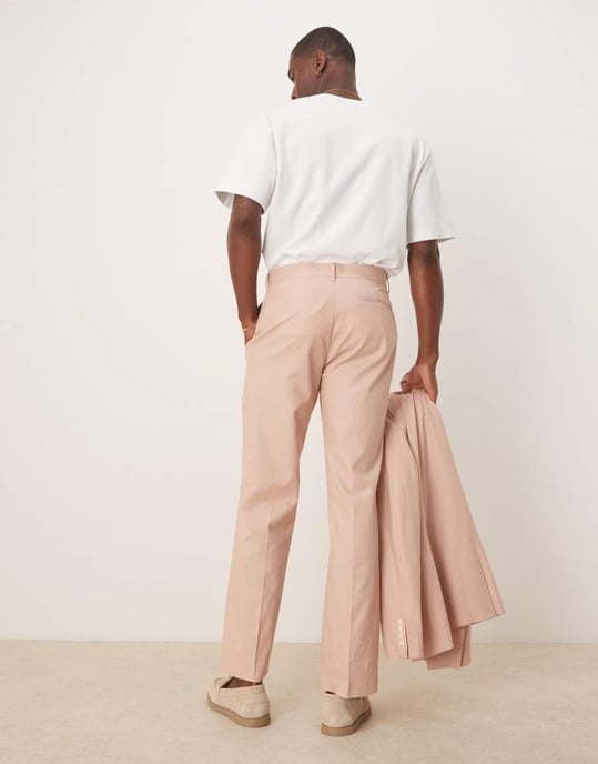 ASOS DESIGN linen blend straight leg suit trousers in dusty pink - LPINK - Image 4