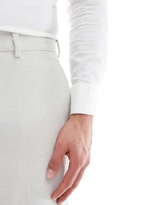 ASOS DESIGN slim passform kostymbyxor i ullblandning i ljusgrått - Image 3