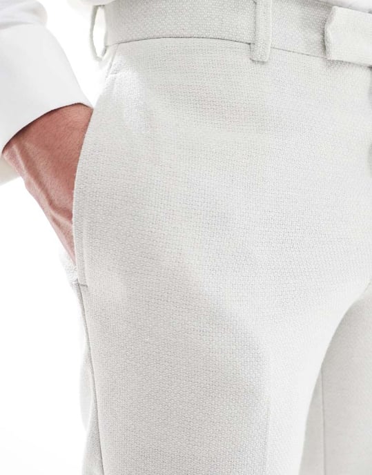ASOS DESIGN slim passform kostymbyxor i ullblandning i ljusgrått - Image 4