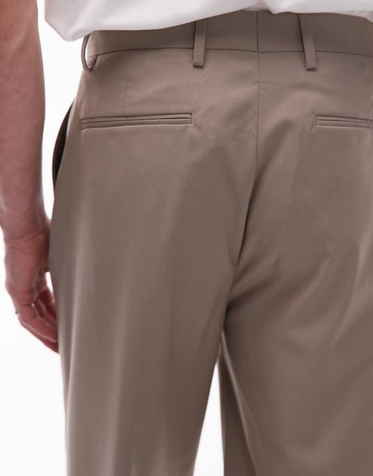 Topman högmidjade avslappnade kostymbyxor i sten - Image 4