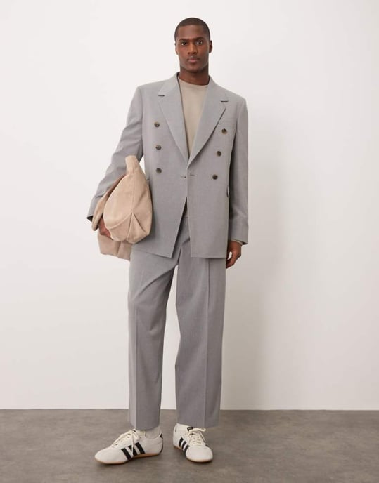 ASOS DESIGN ballongbyxor i grå randig stil - Image 1