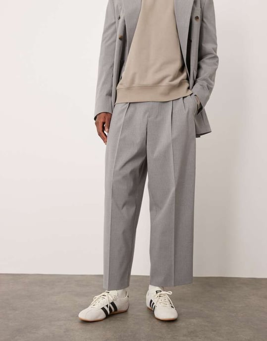ASOS DESIGN ballongbyxor i grå randig stil - Image 2