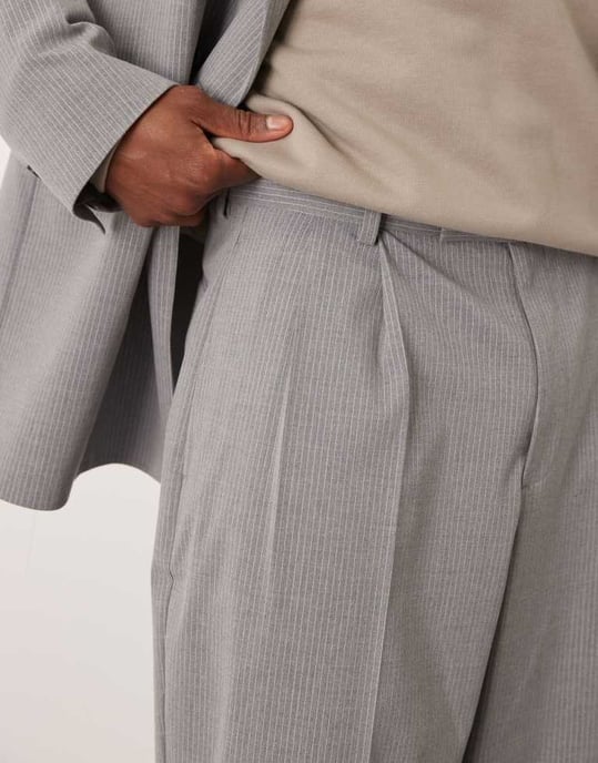 ASOS DESIGN ballongbyxor i grå randig stil - Image 3