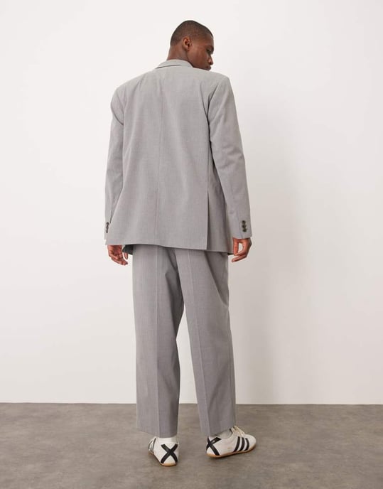 ASOS DESIGN ballongbyxor i grå randig stil - Image 4