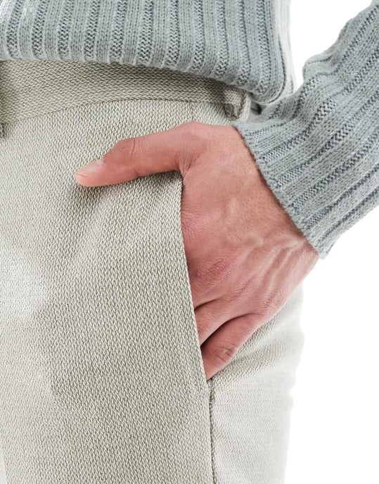 ASOS DESIGN ullmix tapered kostymbyxor i salviagrön väv - Image 4