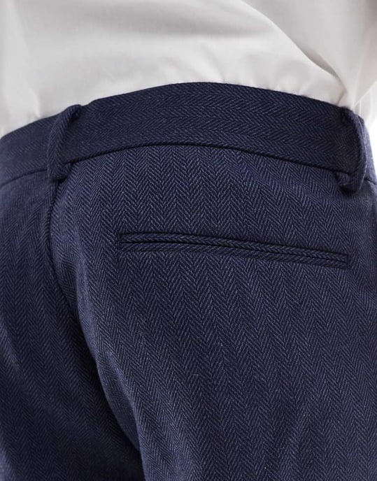 ASOS DESIGN straight suit trousers with wool in blue herringbone - Image 4