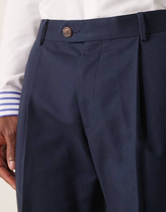 ASOS DESIGN slim suit trousers in navy soft cotton - Image 3