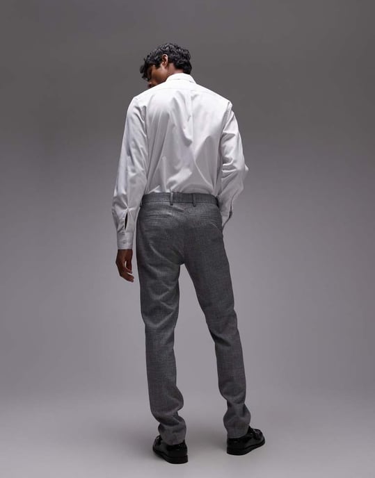 Topman smalpassande strukturerade kostymbyxor i grått - Image 2
