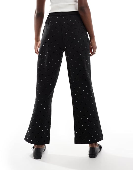ASOS DESIGN ankle grazer hotfix tailored trouser co-ord in black - BLACK - Image 2