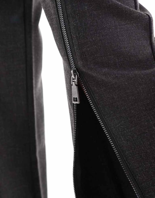 ASOS DESIGN dragkedja ben skräddarsydda byxor i kolgrå - Image 2