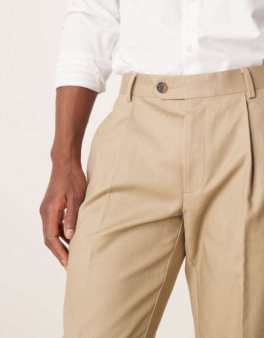 ASOS DESIGN skräddarsydda kostymbyxor i stenfärgad mjuk bomull - Image 3