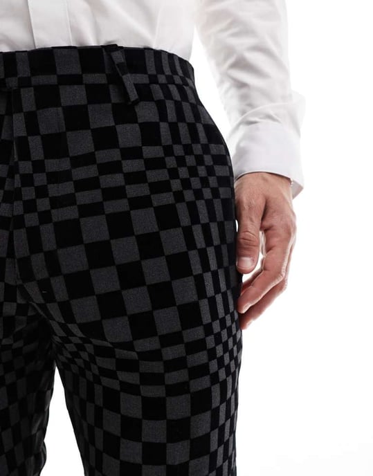 Twisted Tailor kostymbyxor i rutig mönsterkoord - Image 4