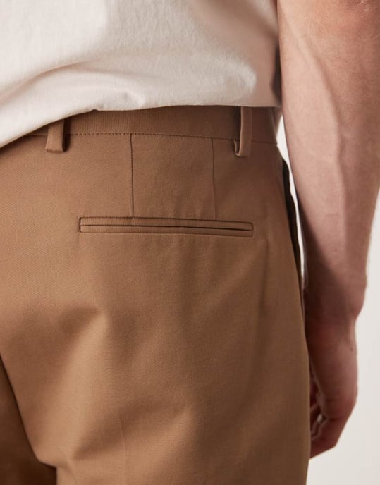 ASOS DESIGN smart tapered cotton chino trousers in brown - Image 4