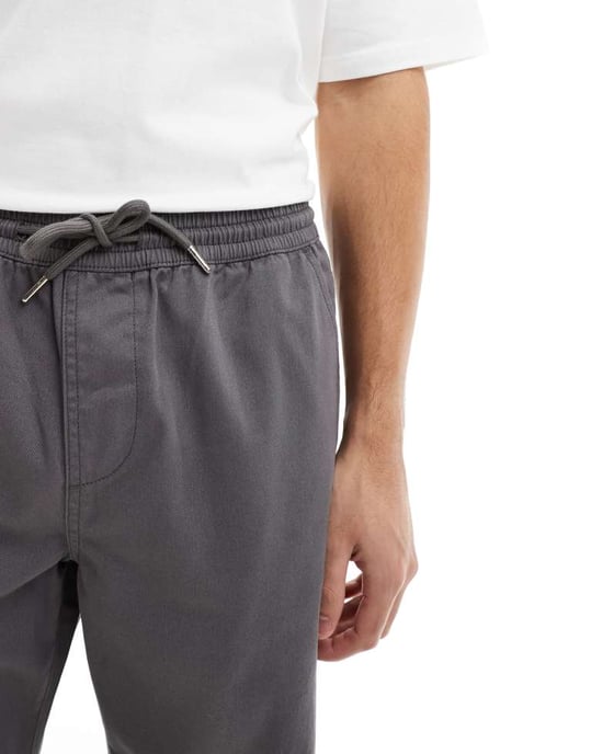 ASOS DESIGN raka ben chinos med dragsko i kolgrå - Image 2