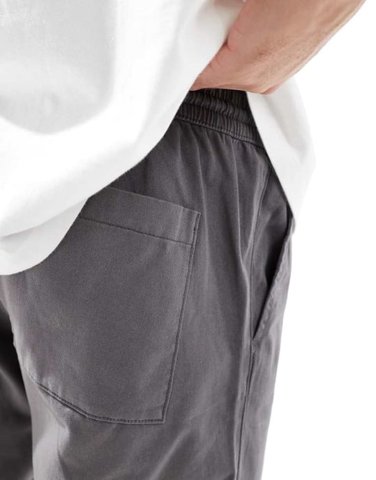 ASOS DESIGN raka ben chinos med dragsko i kolgrå - Image 4