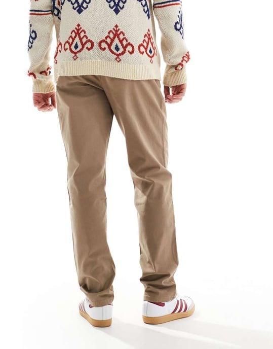 Farah norwood regular fit twill chino trousers in beige - Image 3