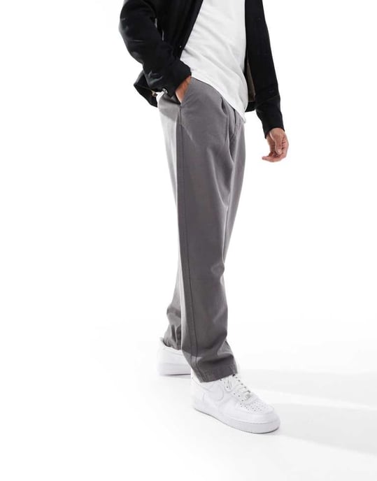ASOS DESIGN balloon chino in washed grey - Image 4