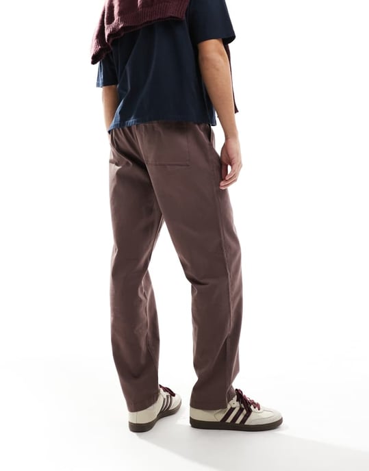 ASOS DESIGN rak ben chinos med resår i brunt - Image 2