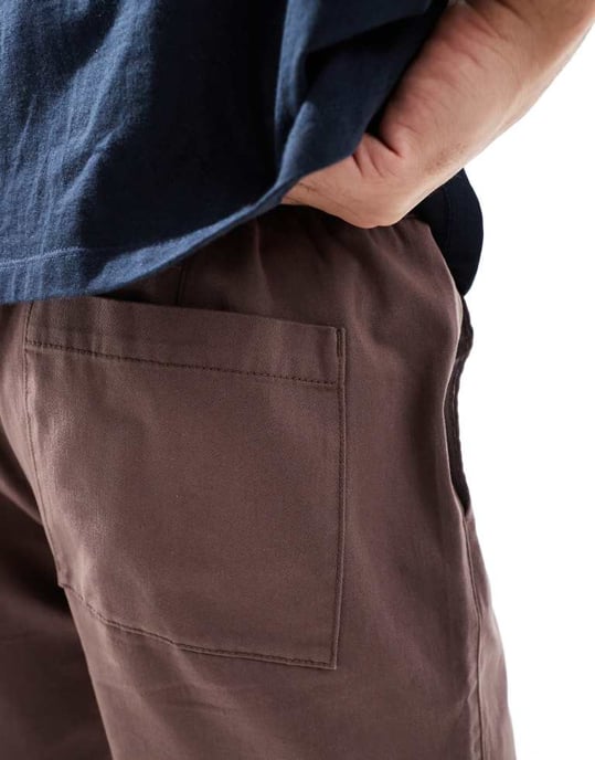 ASOS DESIGN rak ben chinos med resår i brunt - Image 3