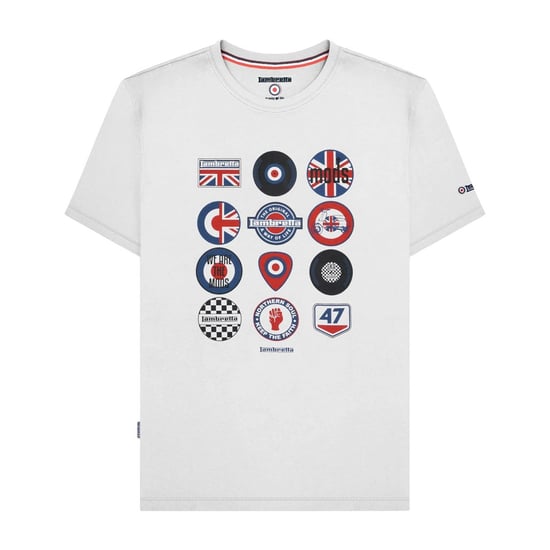 Lambretta Unisex Volwassen Katoenen Badge T-Shirt (Wit) - Image 1
