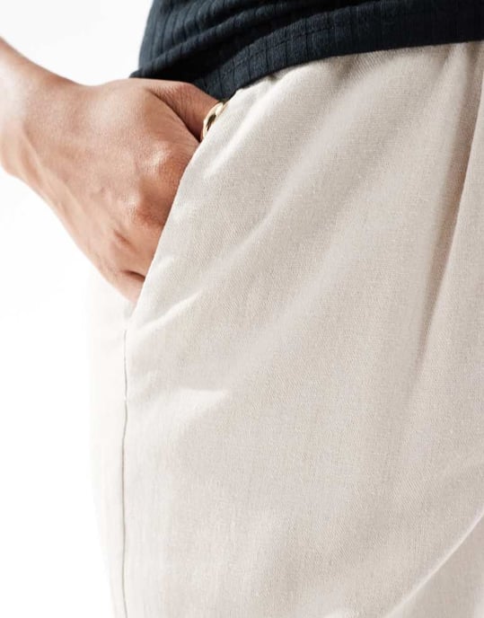 Vero Moda Gravid linneblandning vida byxor i krämfärg - Image 3