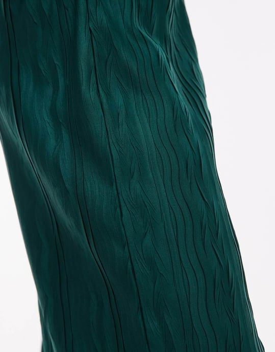 Topshop plisserad vida byxa i skogsgrön - Image 3