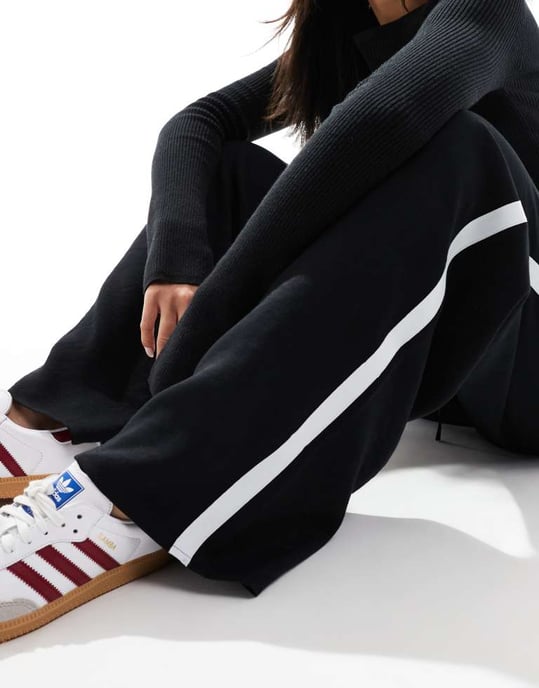 ASOS DESIGN kontrastrandig vid byxa i svart - Image 4