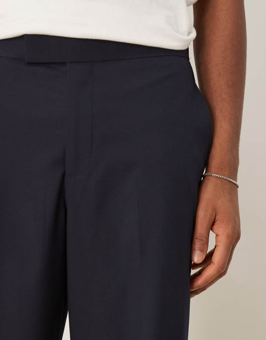 ASOS DESIGN smart koord vida byxor i marinblå - Image 3