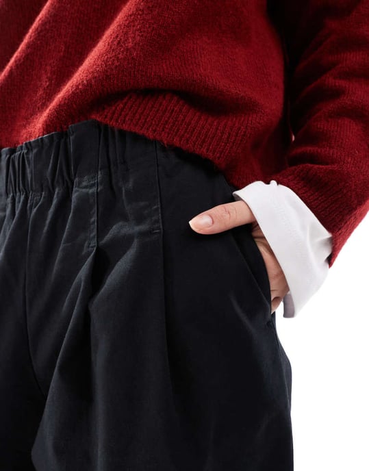 ASOS DESIGN exaggerated pull on wide leg trouser in washed black - Image 2