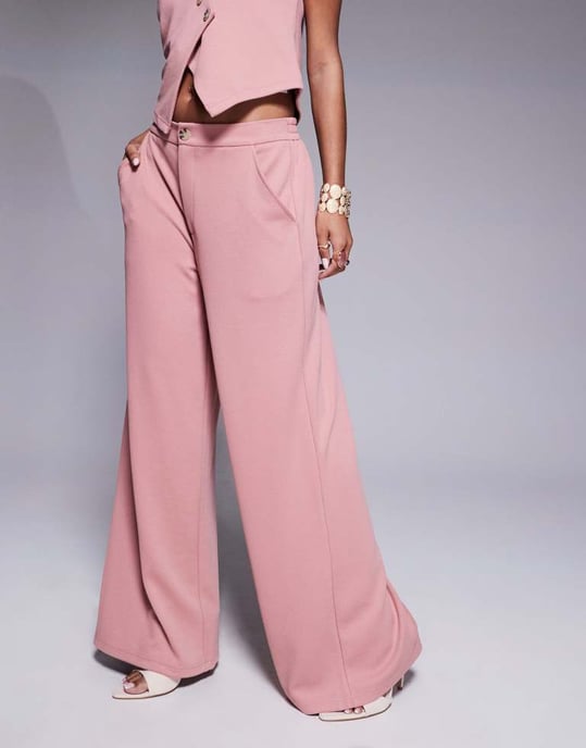 ASOS DESIGN koord jersey twill vida byxor i rosa - Image 2