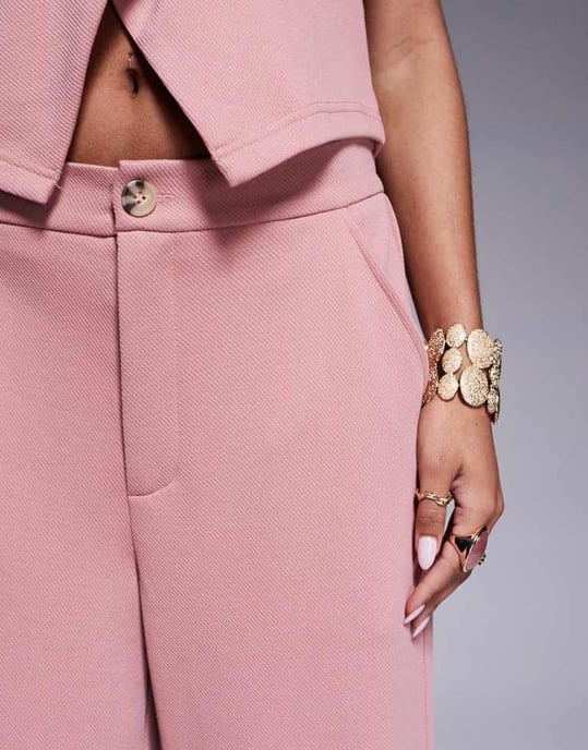 ASOS DESIGN koord jersey twill vida byxor i rosa - Image 3