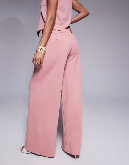 ASOS DESIGN koord jersey twill vida byxor i rosa - Image 4