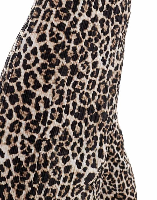 Pieces plisserad byxdress med vida ben i leopardmönster - Image 3