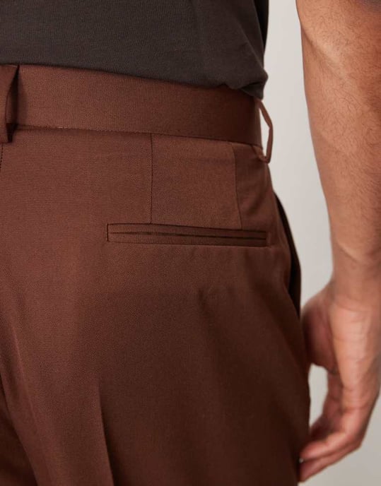 ASOS DESIGN smart vida byxor med framvikt i brun - Image 4