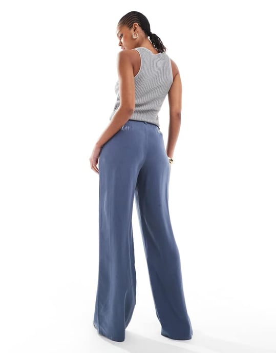 ASOS DESIGN Tall wide leg dad trousers co-ord in washed blue - NAVY - Image 2