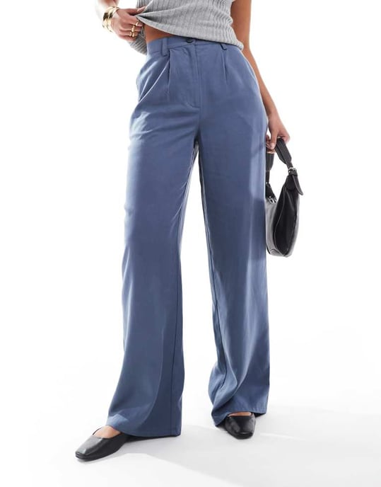ASOS DESIGN Tall wide leg dad trousers co-ord in washed blue - NAVY - Image 3