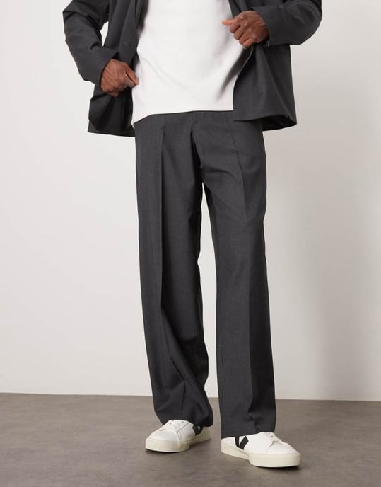 ASOS DESIGN wide leg suit trousers in charcoal - Image 2
