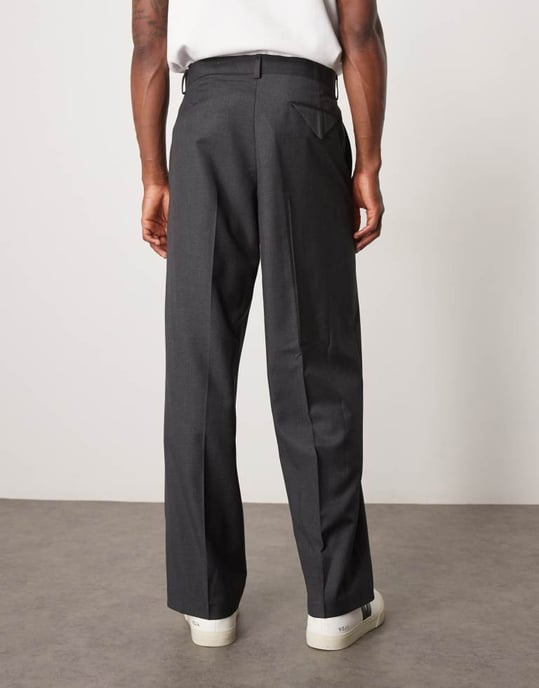ASOS DESIGN wide leg suit trousers in charcoal - Image 4